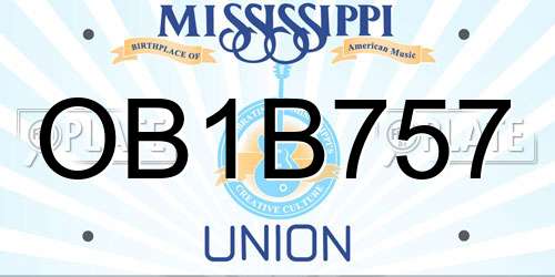 OB1B757 Mississippi License Plate