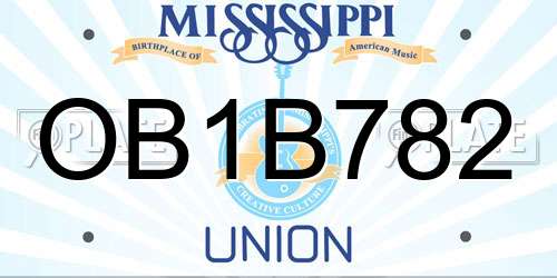 OB1B782 Mississippi License Plate
