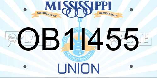 OB1I455 Mississippi License Plate
