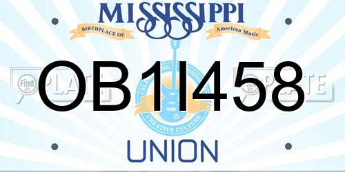 OB1I458 Mississippi License Plate