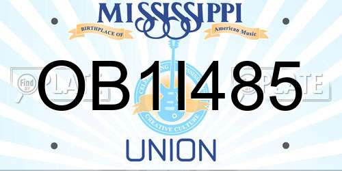 OB1I485 Mississippi License Plate
