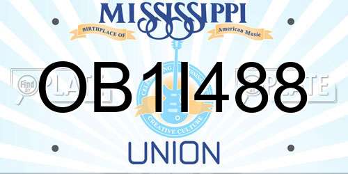 OB1I488 Mississippi License Plate