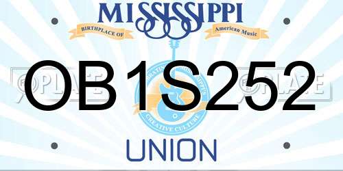 OB1S252 Mississippi License Plate