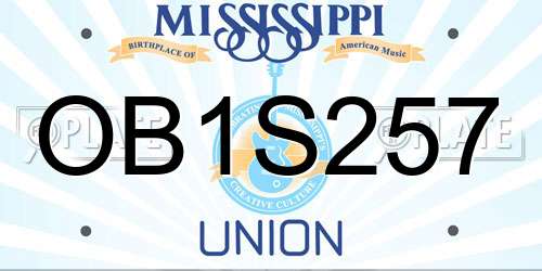 OB1S257 Mississippi License Plate
