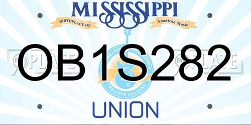 OB1S282 Mississippi License Plate