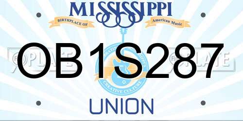 OB1S287 Mississippi License Plate