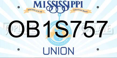 OB1S757 Mississippi License Plate
