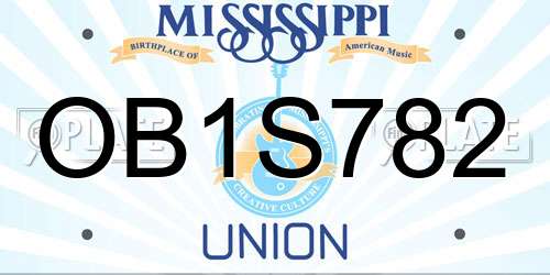 OB1S782 Mississippi License Plate