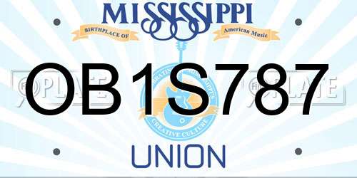 OB1S787 Mississippi License Plate