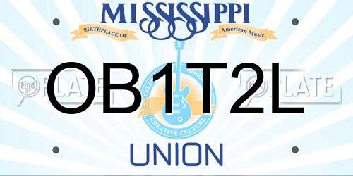 OB1T2L Mississippi License Plate