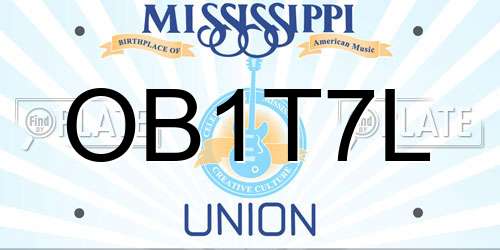 OB1T7L Mississippi License Plate