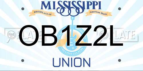 OB1Z2L Mississippi License Plate