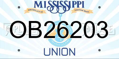 OB26203 Mississippi License Plate