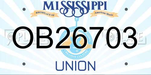 OB26703 Mississippi License Plate