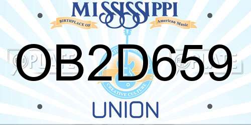 OB2D659 Mississippi License Plate
