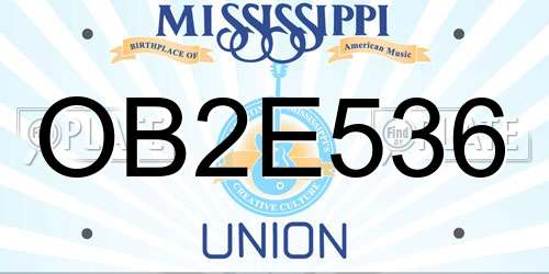 OB2E536 Mississippi License Plate