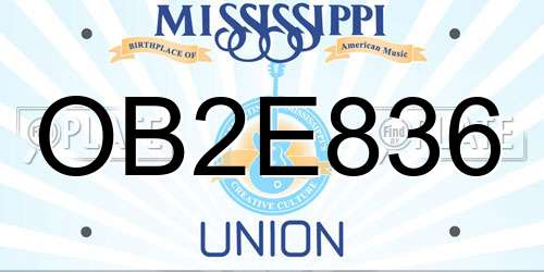 OB2E836 Mississippi License Plate