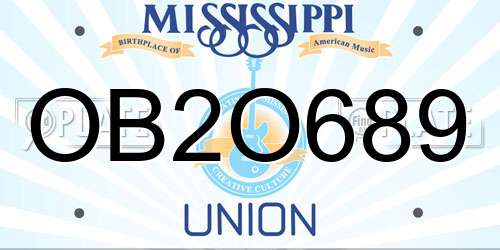 OB2O689 Mississippi License Plate