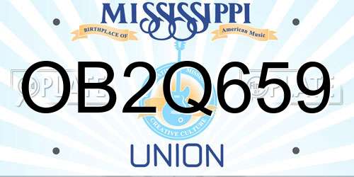 OB2Q659 Mississippi License Plate