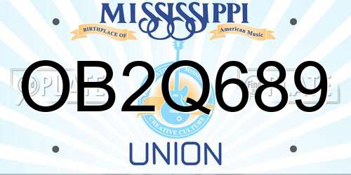 OB2Q689 Mississippi License Plate