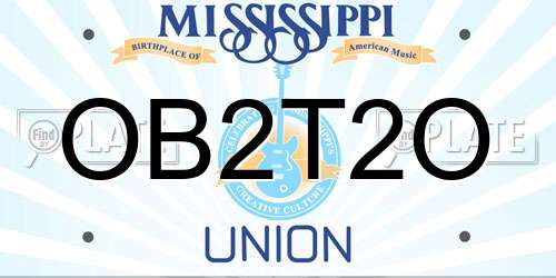 OB2T2O Mississippi License Plate
