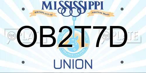 OB2T7D Mississippi License Plate