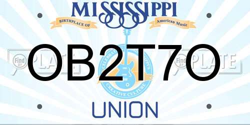 OB2T7O Mississippi License Plate