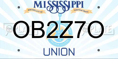 OB2Z7O Mississippi License Plate