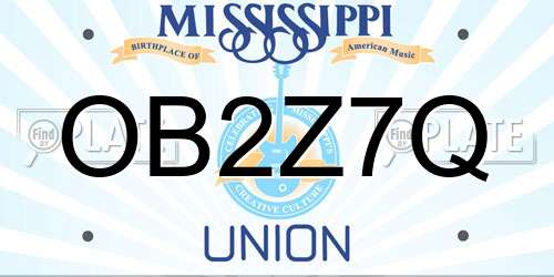OB2Z7Q Mississippi License Plate