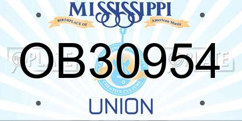 OB30954 Mississippi License Plate