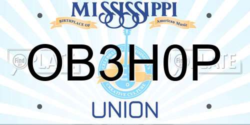 OB3H0P Mississippi License Plate