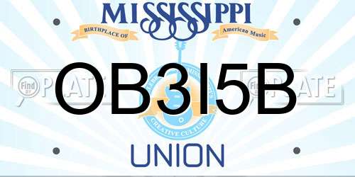 OB3I5B Mississippi License Plate