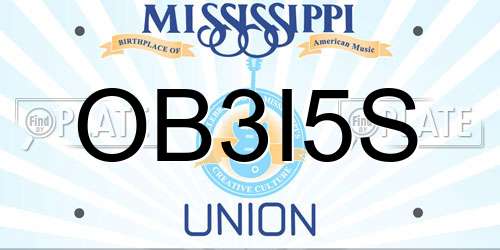 OB3I5S Mississippi License Plate
