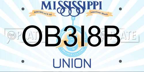 OB3I8B Mississippi License Plate