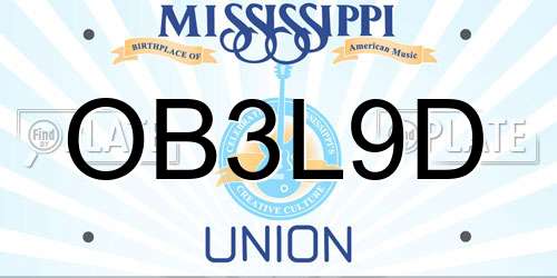 OB3L9D Mississippi License Plate