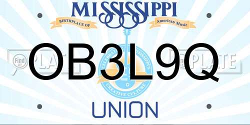 OB3L9Q Mississippi License Plate