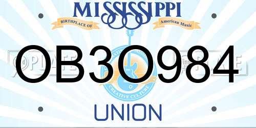 OB3O984 Mississippi License Plate
