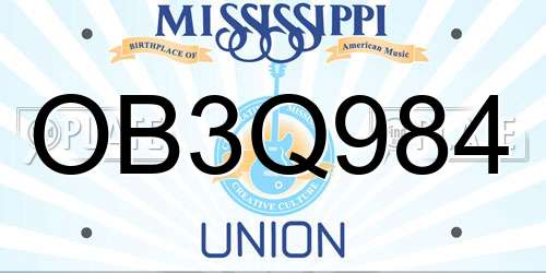 OB3Q984 Mississippi License Plate