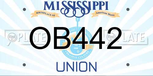 OB442 Mississippi License Plate