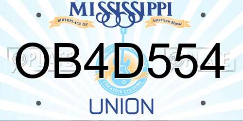 OB4D554 Mississippi License Plate