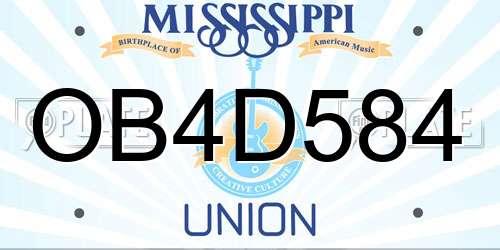 OB4D584 Mississippi License Plate