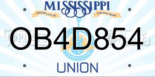 OB4D854 Mississippi License Plate