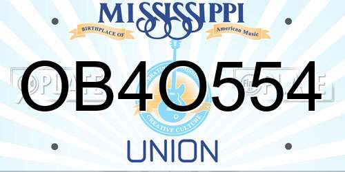 OB4O554 Mississippi License Plate