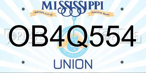 OB4Q554 Mississippi License Plate