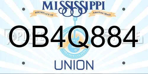 OB4Q884 Mississippi License Plate