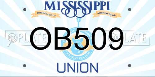 OB509 Mississippi License Plate