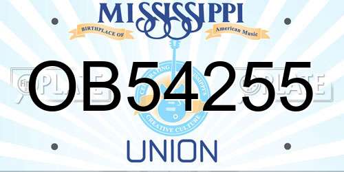 OB54255 Mississippi License Plate