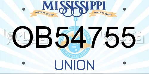 OB54755 Mississippi License Plate