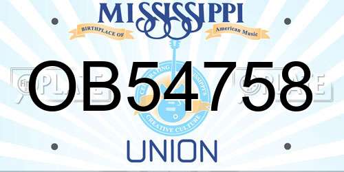 OB54758 Mississippi License Plate