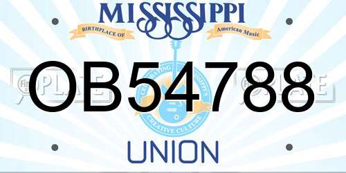 OB54788 Mississippi License Plate